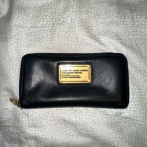 Marc By Marc Jacobs Black Leather Wallet with Gold Accents
